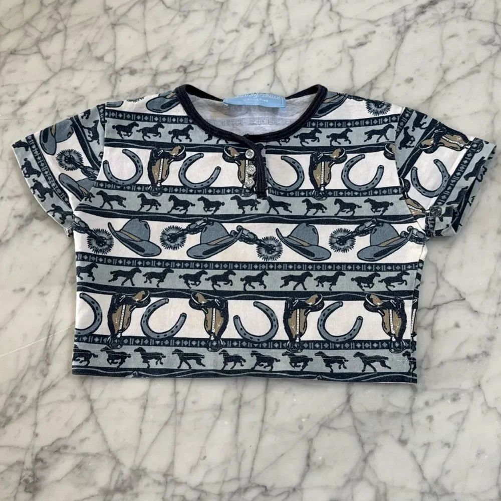 Country Tease 90’s Crop Top Equestrian Western Sz Youth 8/10